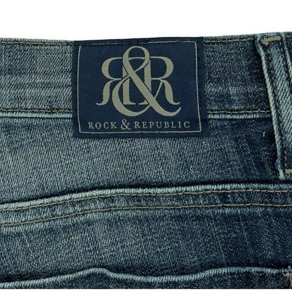 Rock & Republic Bumpershoot Short Womens 8 Distressed Cut-Off Raw Hem Blue Denim - Picture 9 of 10